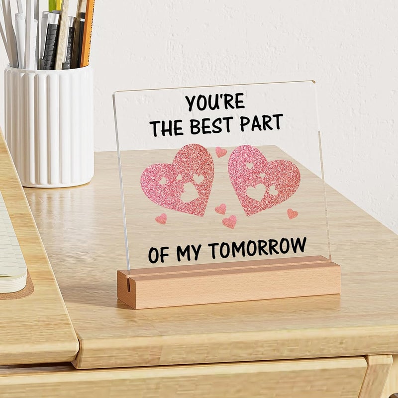 Funnli Anniversary Wedding Gifts for Him Her Boyfriend Girlfriend Acrylic Plaque, I Love You Romantic Gift, Birthday Christmas Valentine Day Gifts for Women Men Wife Husband - Image 3
